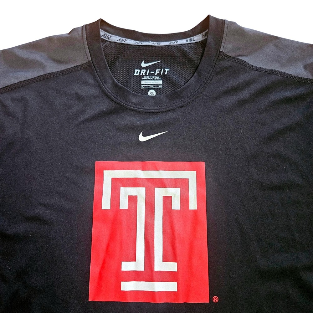 Nike Temple University Owls Dri-Fit T-Shirt Mens XL Black Grey Graphic Athletic